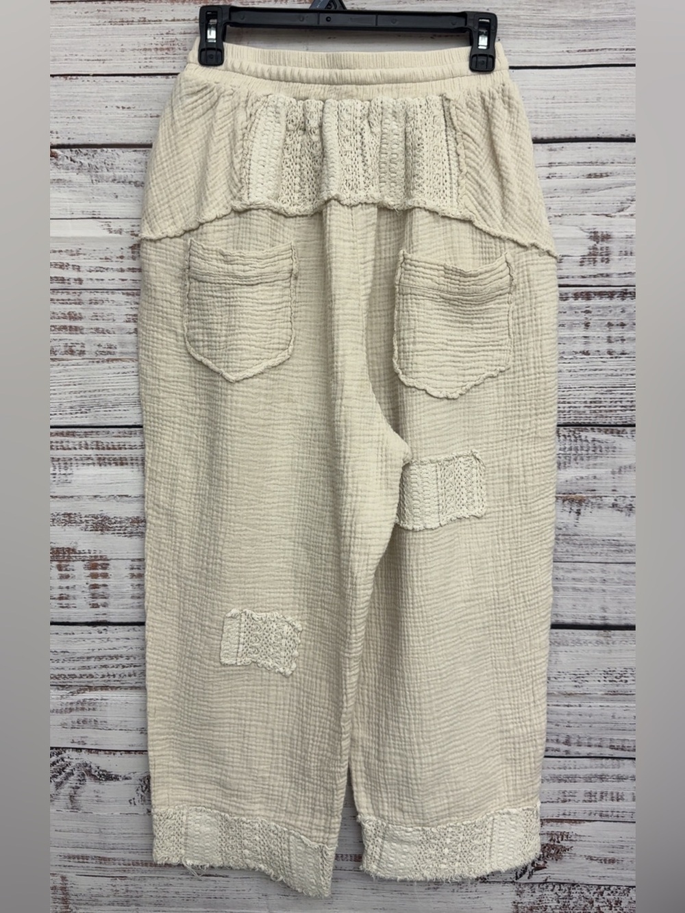 POL Crochet Patchwork Barrel Pants - Cream - Picture 3 of 7
